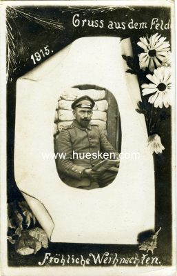 PHOTO 14x9cm: 'Gruss aus dem Felde 1915, Fröhliche...