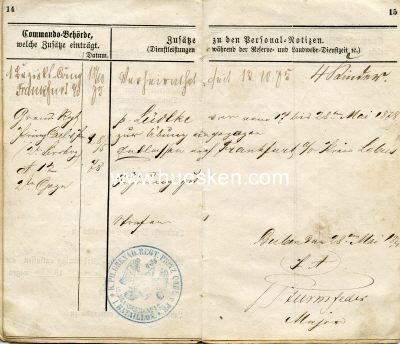 Photo 6 : MILITAIR-PASS JK 1871 für den Tambour Rudolph...