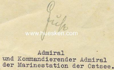 GUSE, Günther. Admiral der Kriegsmarine,...