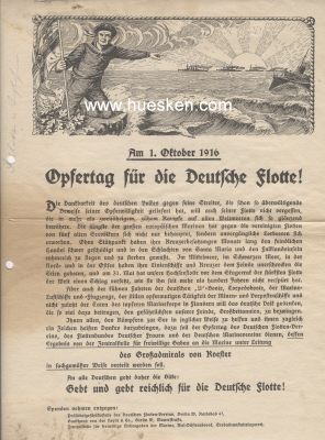 AUFRUF vom 1.Oktober 1916 'Opfertag für die Deutsche...