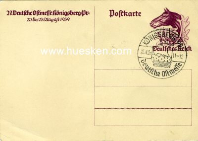 GANZSACHE-POSTKARTE 1939 zur 27. Deutschen Ostmesse in...