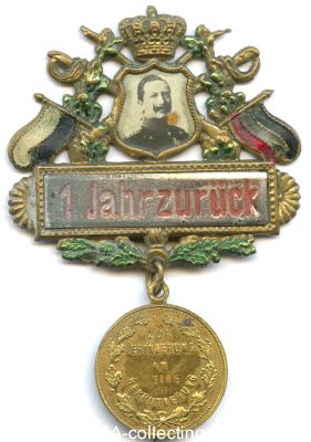 RESERVISTEN-ABZEICHEN '1 JAHR ZURÜCK' UM 1900....