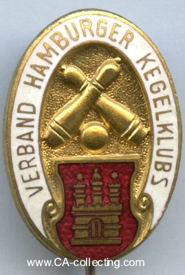 VERBAND HAMBURGER KEGELKLUBS. Abzeichen um 1925. Bronze...