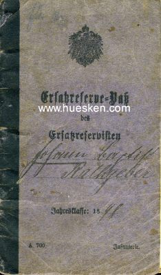 MAINZ. Ersatzzreserve-Paß JK 1898 für den...