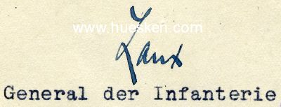 LAUX, Paul. General der Infanterie, Oberbefehlshaber 16....