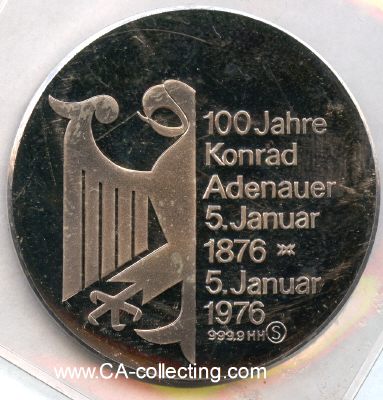 Foto 2 : SILBERMEDAILLE 1976 100 Jahre Konrad Adenauer 1876-1976....