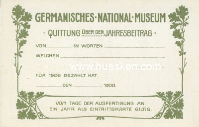 Photo 2 : NÜRNBERG. Quittung über den Jahresbeitrag 1906...
