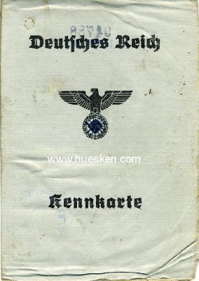 KENNKARTE DEUTSCHES REICH ausgestellt Hamburg 1942. Mit...