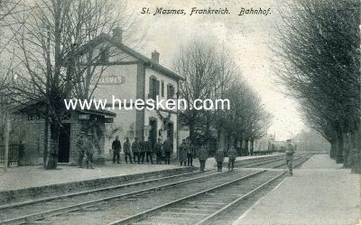 PHOTO-POSTKARTE 'St. Masmes, Frankreich. Bahnhof', 1915...
