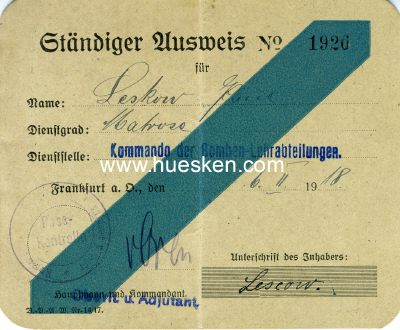 SELTENER 'STÄNDIGER AUSWEIS' No.1926 vom Kommando...