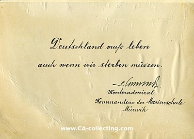 Photo 3 : SCHMUNDT, Hubert. Admiral der Kriegsmarine,1934-1935...