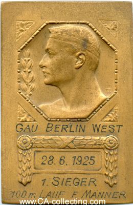 SPORTPLAKETTE 1925. Siegerplakette mit Inschrift 'Gau...
