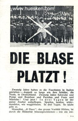ALLIIERTES FLUGBLATT 1943 'Die Blase platzt!' Gegen das...