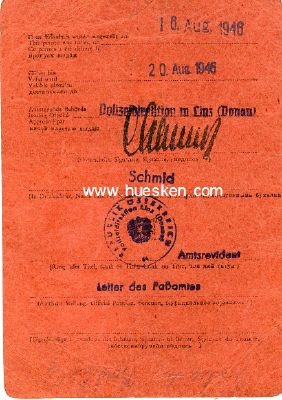 Foto 3 : LINZ. Alliierte Reise-Erlaubnis (Allied Travel Permit)...