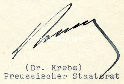 KREBS, Dr. jur. Friedrich 'Fritz'. Oberbürgermeister...