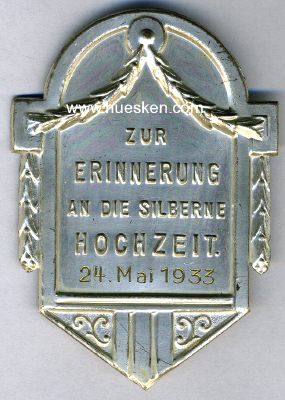 Photo 2 : SILBERHOCHZEIT 1934. Versilberter Beschlag mit Inschrift...