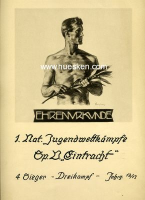 SPORT VEREIN EINTRACHT. Dekorative Ehrenurkunde um 1930...