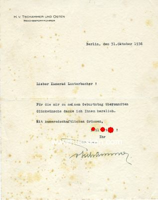 Foto 2 : TSCHAMMER UND OSTEN, Hans von. Reichssportführer,...