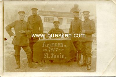 PHOTO ST. FUVIN. Feldgraue Soldaten 1917 in Argonnen St....