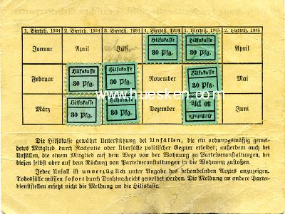 Foto 2 : QUITTUNGSKARTE der NSDAP-Hilfskasse, Ortsgruppe Buchheim...