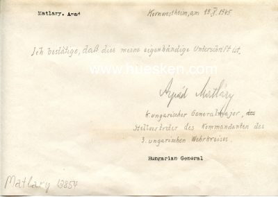 Foto 2 : MATLARY, Arpad. Ungarischer Generalmajor, stellv....