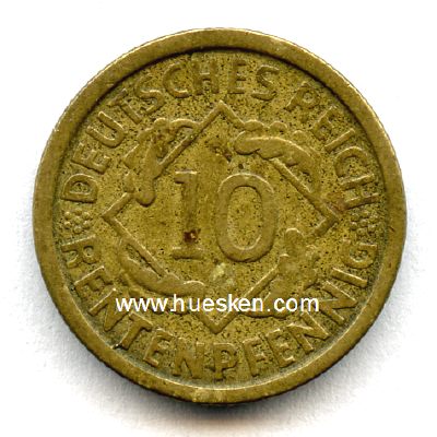 WEIMARER REPUBLIK. 10 Rentenpfennig 1923 D, s.