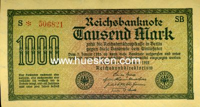 REICHSBANKNOTE 1000 MARK 15. September 1922. Kassenfrisch