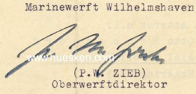 ZIEB, Paul-Willy. Konteradmiral (Ing.) der Kriegsmarine,...