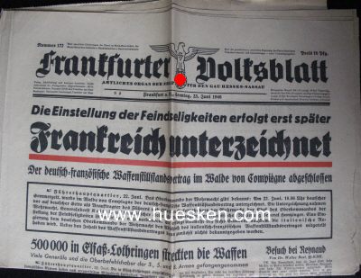 ZEITUNG 'FRANKREICH UNTERZEICHNET' Frankfurter Volksblatt...