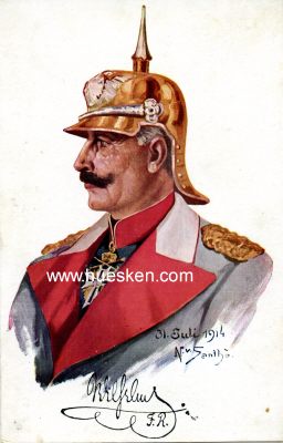 FARB-POSTKARTE Kaiser Wilhelm II. nach dem Porträt...