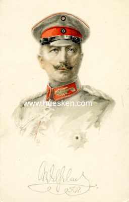 FARB-PORTRÄTPOSTKARTE 'Kaiser Wilhelm II.'. Karte...