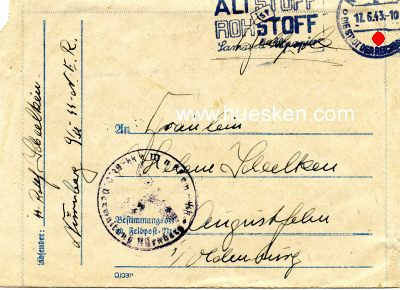 SS-FELDPOSTBRIEF des SS-Rottenführers Scheelken 1943...