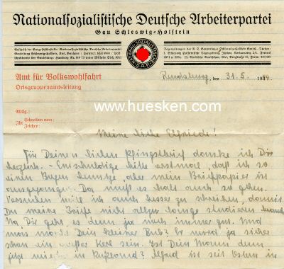 2 x DIENSTSCHREIBEN des NSDAP-Gau Schleswig-Holstein -...