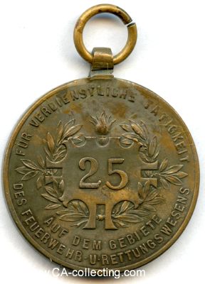 Photo 2 : FEUERWEHR-EHRENMEDAILLE 1922 FÜR 25 JAHRE. Bronze....