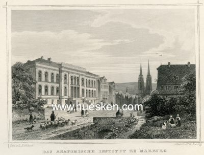 Foto 2 : MARBURG. Stahlstich 'Das Anatomische Institut zu Marburg'...