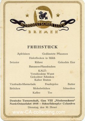 SPEISEKARTE 'Frühstück' des Norddeutschen Lloyd...