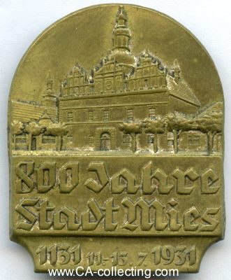 MIES. Abzeichen zur 800-Jahrfeier der Stadt Mies 1931....