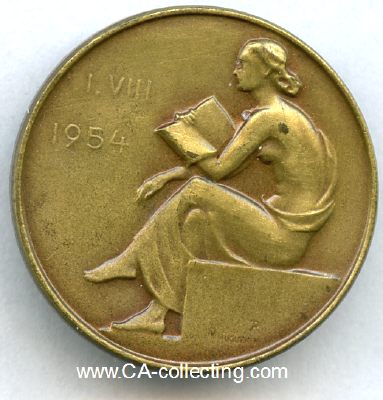 BUNDESFEIERABZEICHEN 1954. Bronze 25mm an Nadel.