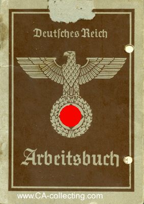 ARBEITSBUCH DEUTSCHES REICH ausgestellt Aachen 1938...