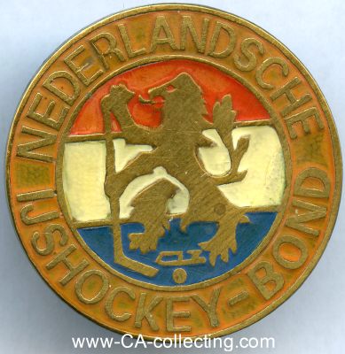 NIEDERLANDSCHE IJSHOCKEY-BOND. Verbandsabzeichen. Bronze...