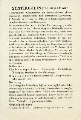 Photo 2 : SYNTHOBILIN. Arznei-Werbeblatt um 1943 mit...