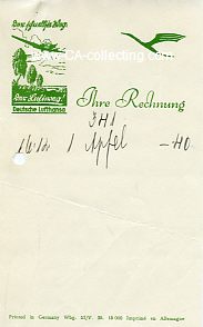 Foto 2 : DEUTSCHE LUFTHANSA Rechnung aus dem Jahre 1935. Gelocht.