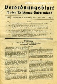 VERORDNUNGSBLATT FÜR DEN REICHSGAU SUDETENLAND 1939.