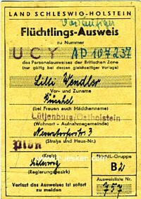 LÜTJENBURG REFUGEE IDENTIFICATION CARD
