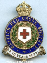 BRITISH RED CROSS SOCIETY 10 YEARS SERVICE BADGE.