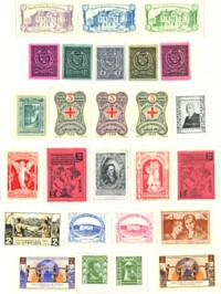 COLLECTION OF 26 COLORED DONATIONS STAMPS