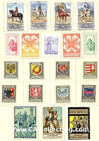 COLLECTION OF 20 COLORED DONATIONS STAMPS