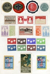 COLLECTION OF 24 COLORED DONATIONS STAMPS