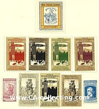 COLLECTION OF 10 COLORED DONATIONS STAMPS