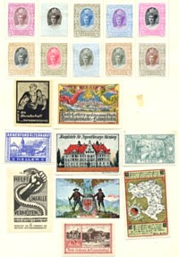 COLLECTION OF 19 COLORED DONATIONS STAMPS